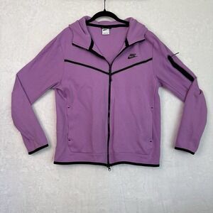 Nike Therma Fit Full Zip Fleece Jacket Womens Large Warm Up Running Lavender EUC